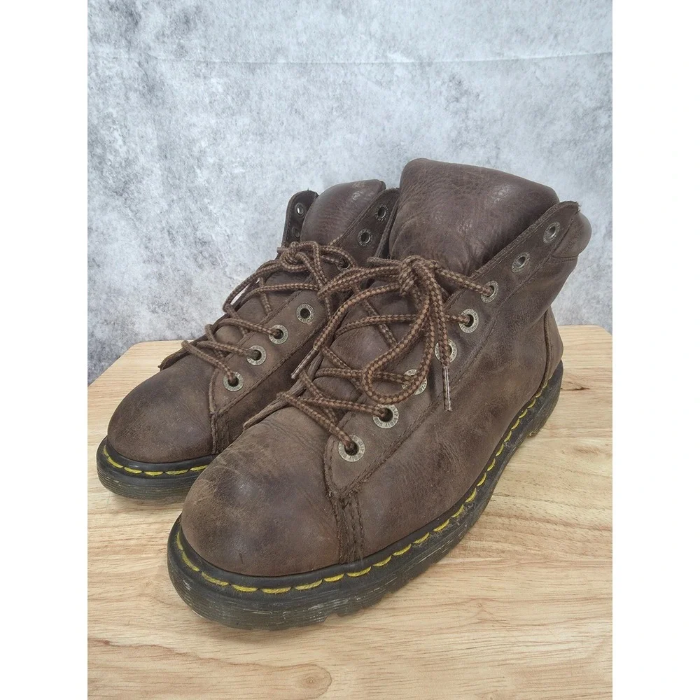 Dr. Martens Arne Boots Mens 10 Brown Leather Work Moto Hiking Combat Y2K Lace Up